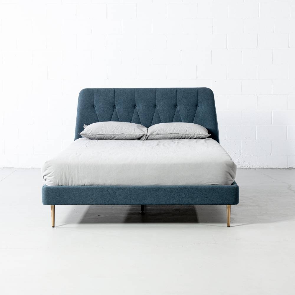 CLARA - Dark Blue Fabric Bed