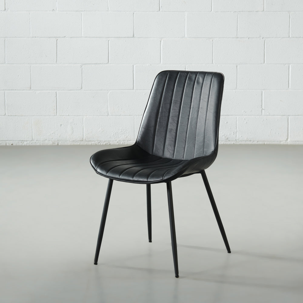 Gloria - Black Leather Dining Chair