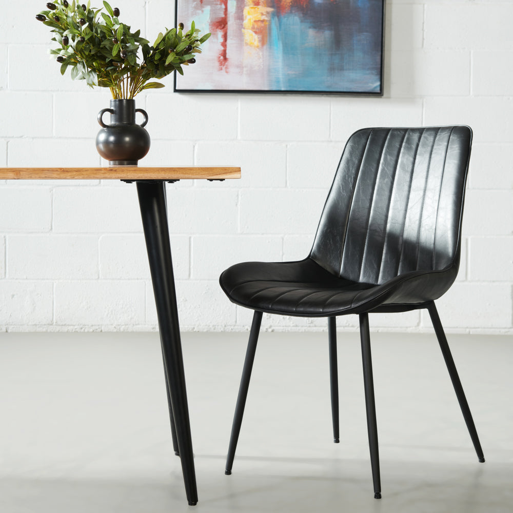 Gloria - Black Leather Dining Chair