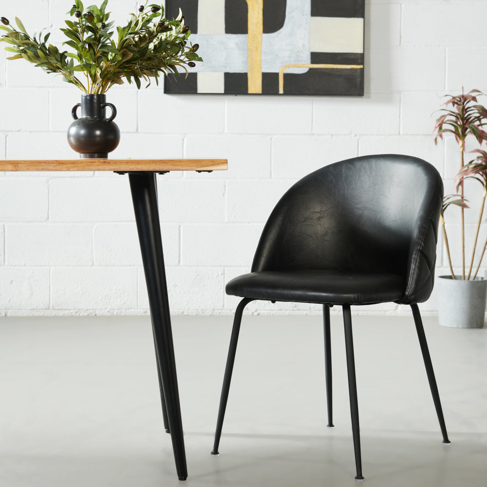 BRANSON - Black Vegan Leather Dining Chair