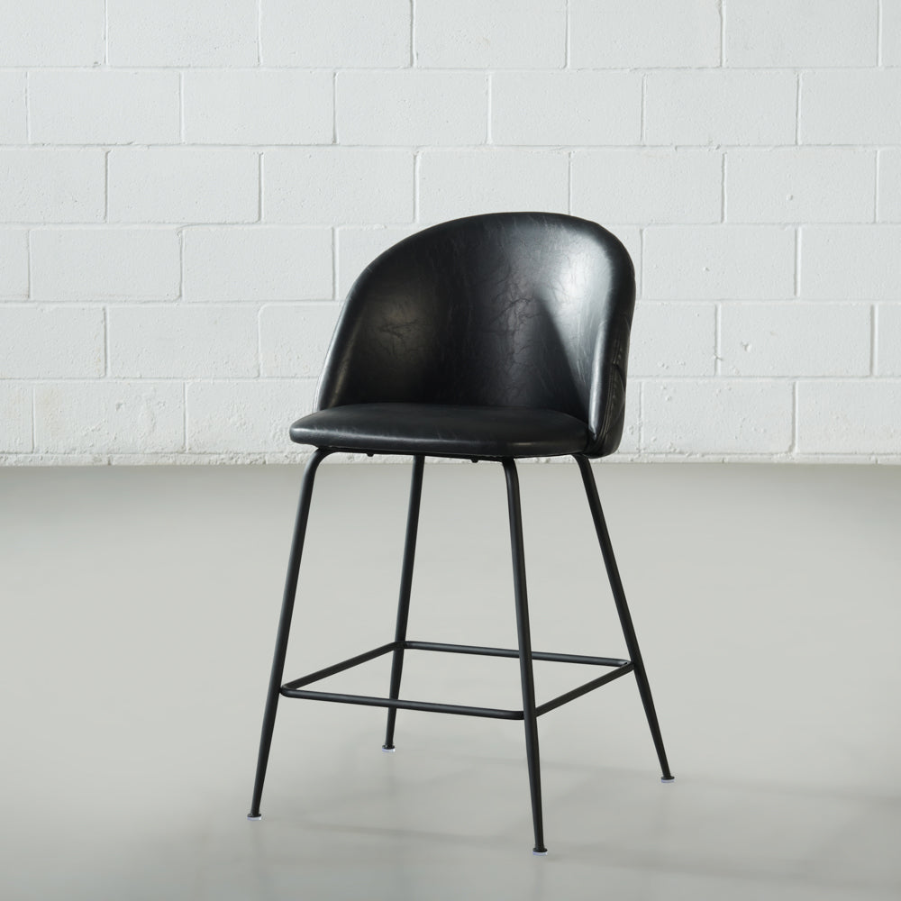 BRANSON - Black Vegan Leather Counter Stool