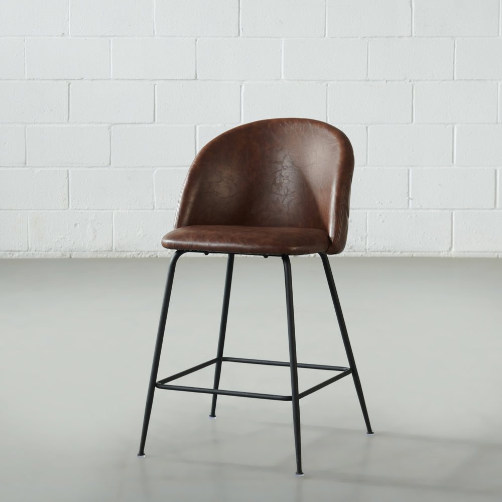 BRANSON - Brown Vegan Leather Counter Stool