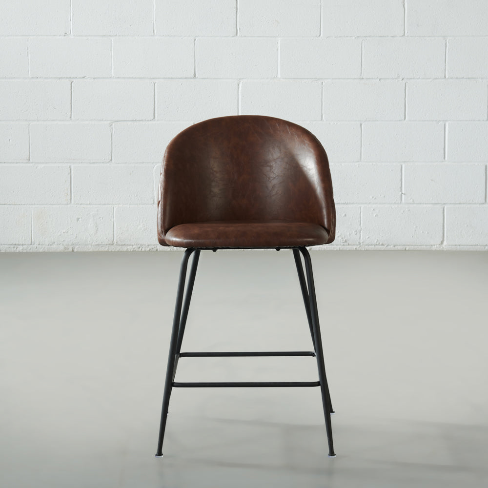 BRANSON - Brown Vegan Leather Counter Stool