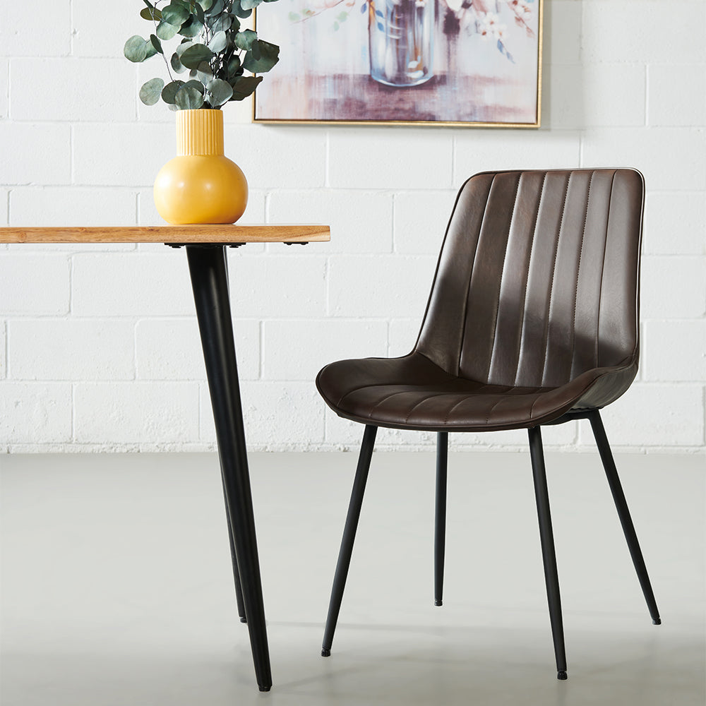 GLORIA - Brown Vegan Leather Dining Chair