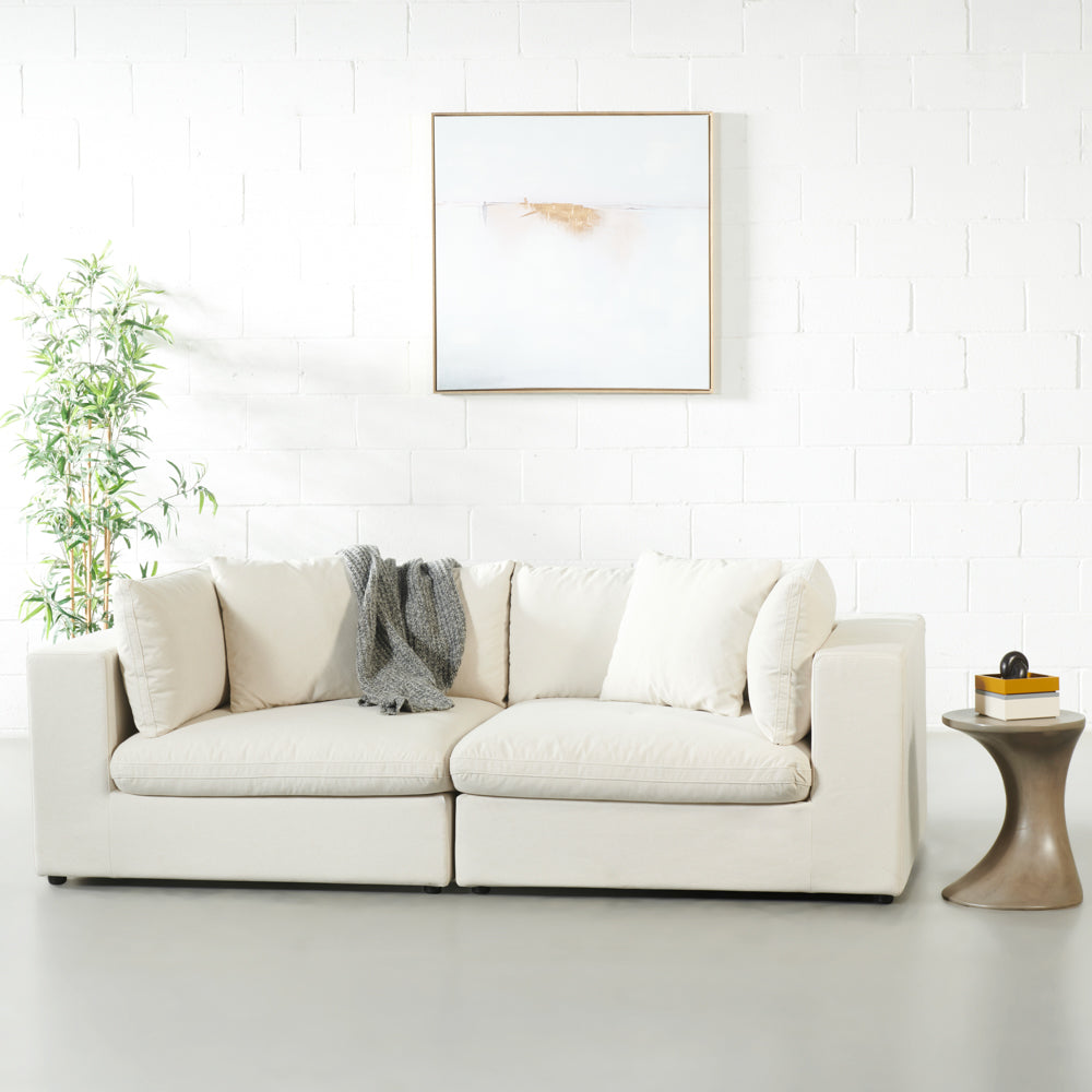 COSMIC - Cream Modular Loveseat (2 piece)