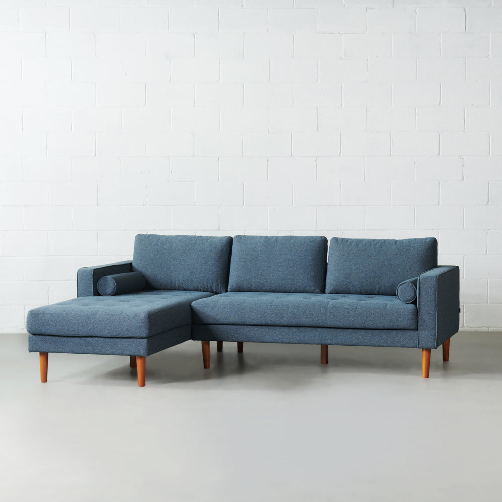 FONDA - Blue Fabric Sectional Sofa - Right