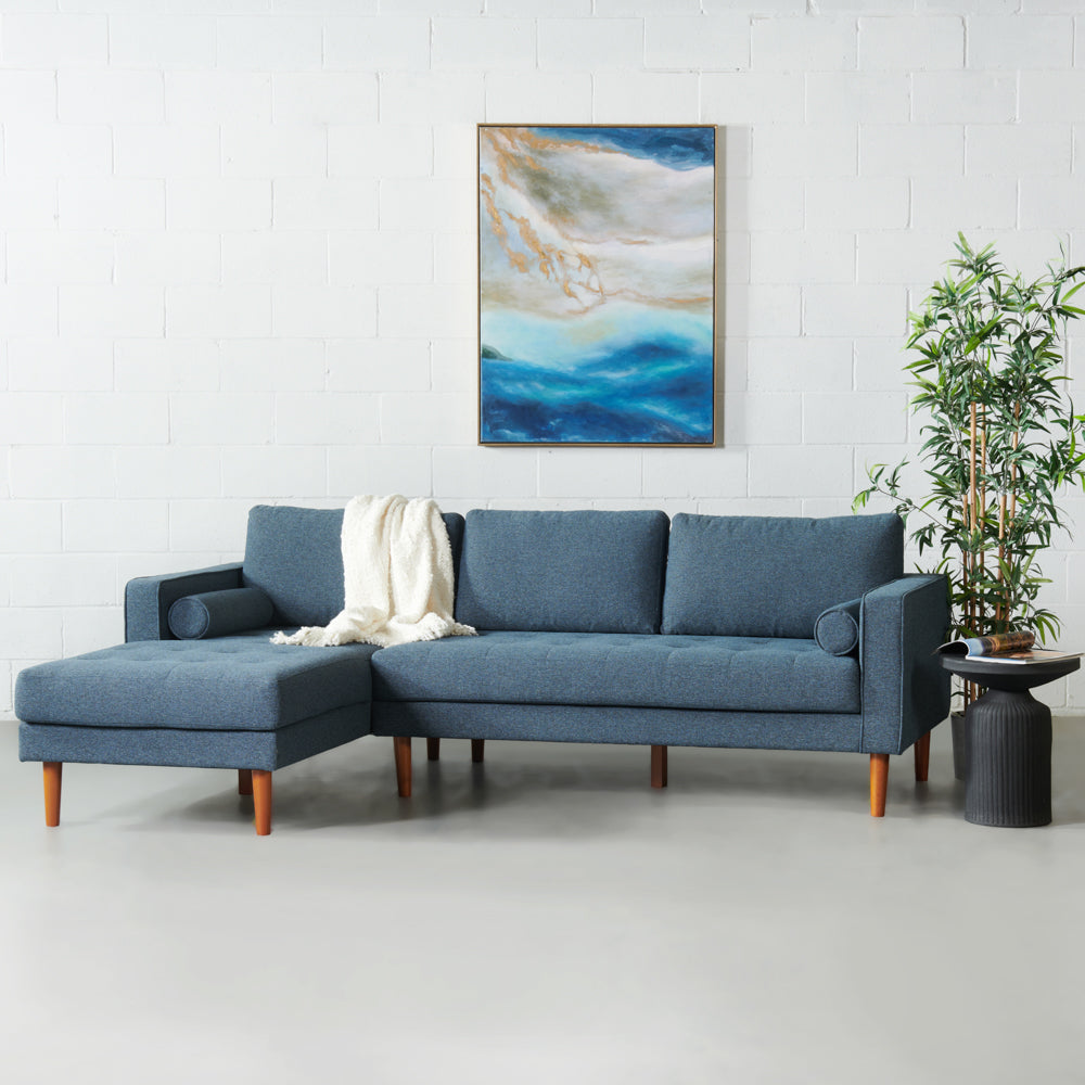 FONDA - Blue Fabric Sectional Sofa - Right