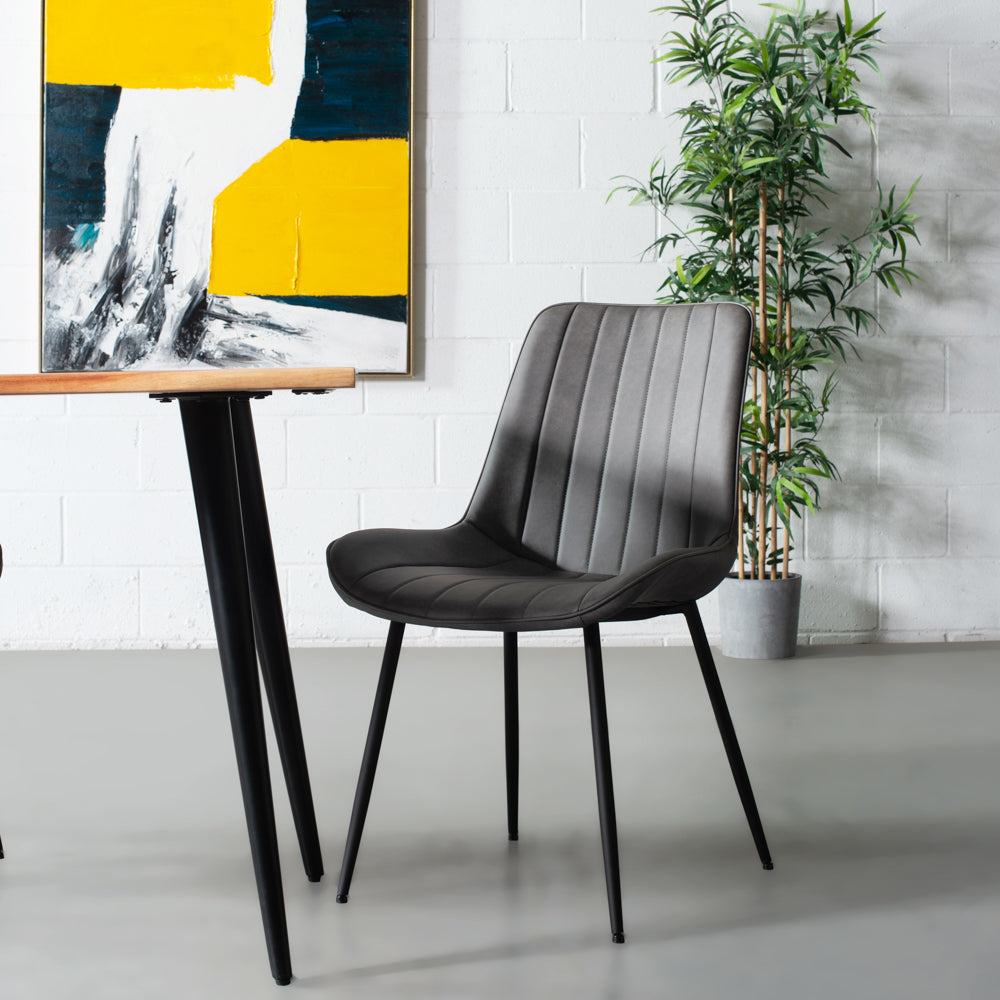 Gloria - Grey Leather Dining Chair