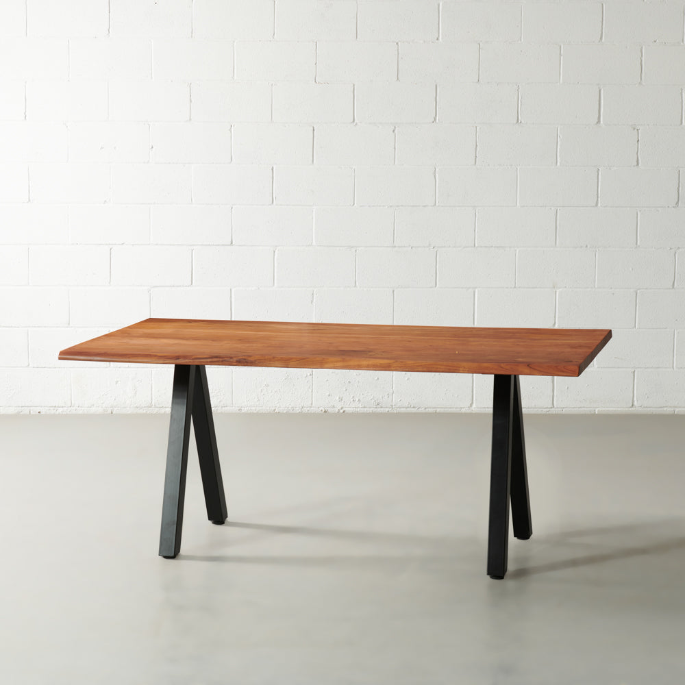 DANTON - Acacia Live Edge Table 3.5cm Thickness Top with Pyramid Black Legs