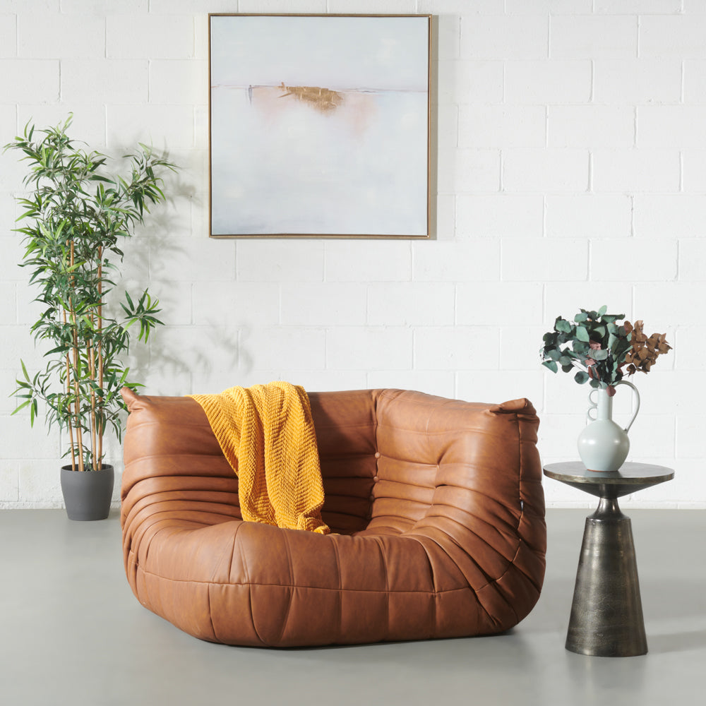 KABINE - Brown Vegan Leather Corner Chair Module