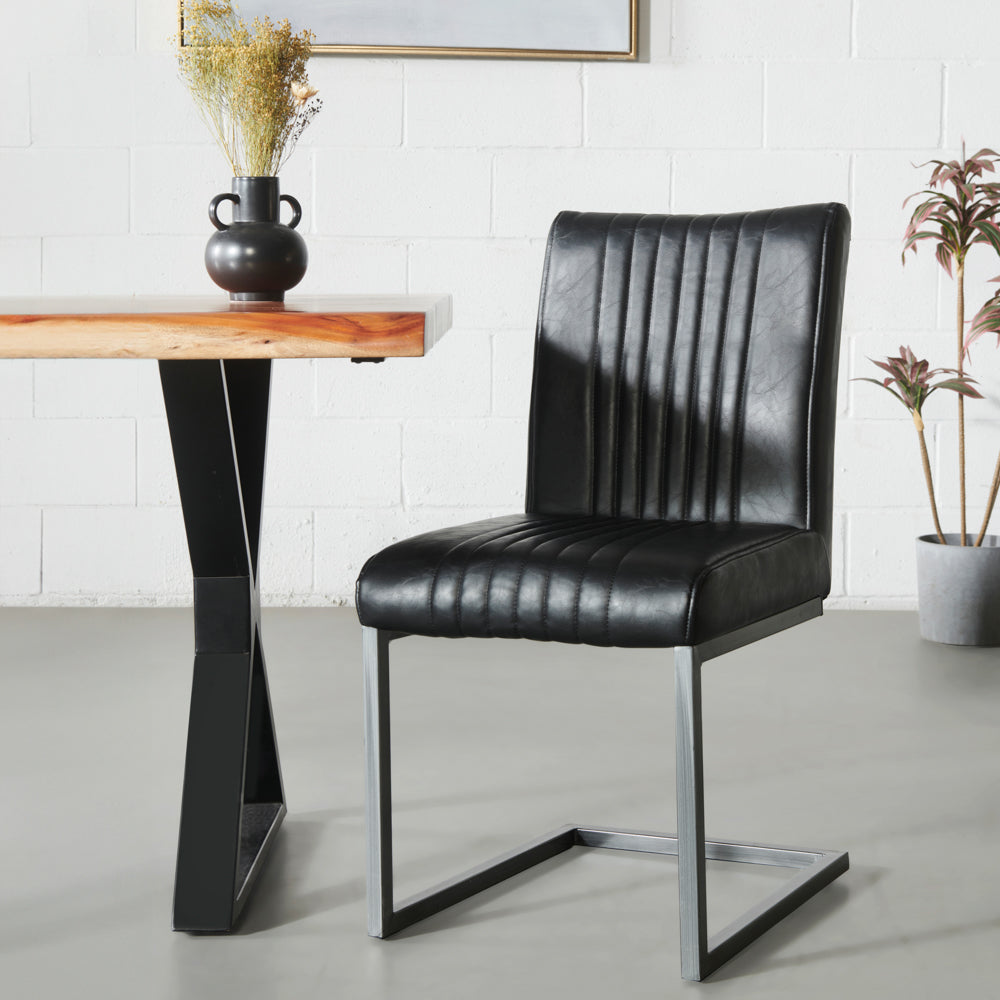 CAL - Black Leather Industrial Chair