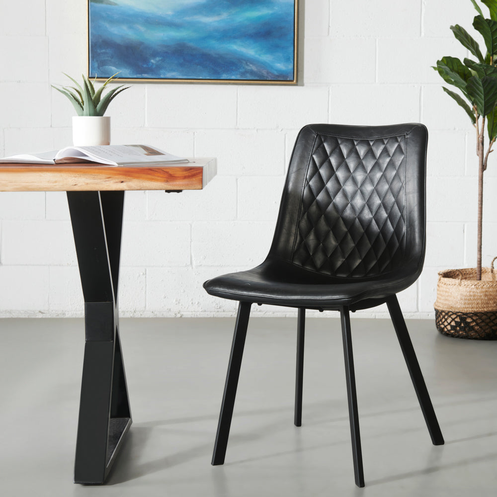 BERLIN - Black Leather Dining Chair