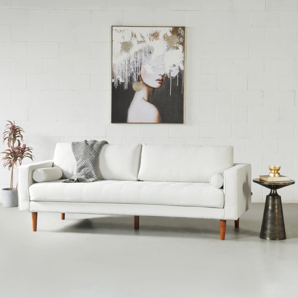 FONDA - Cream Fabric 3-Seater Sofa