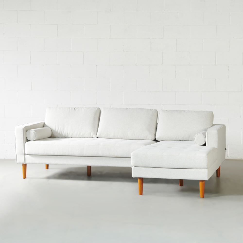 FONDA - Cream Fabric Sectional Sofa - Left