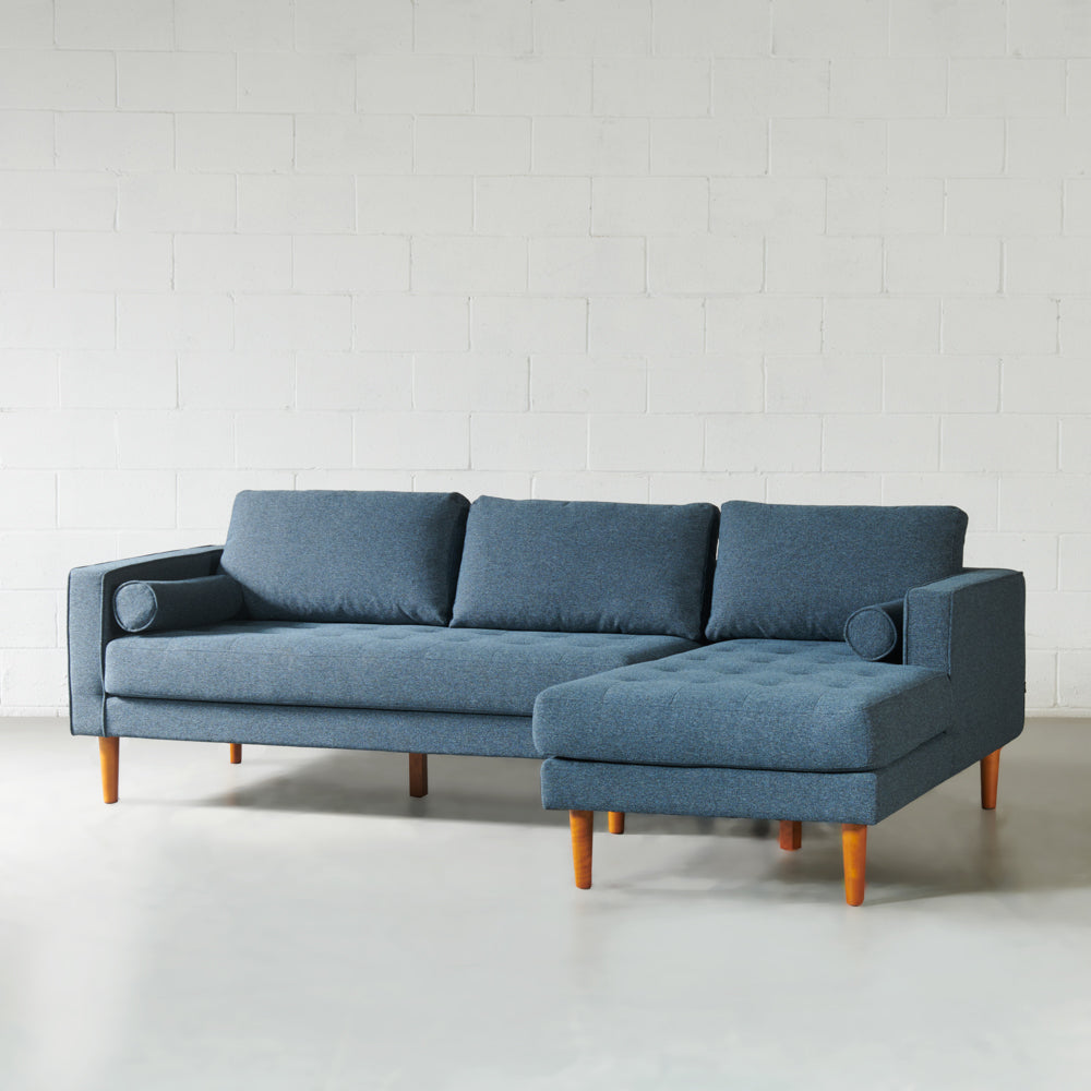 FONDA - Blue Fabric Sectional Sofa - Left