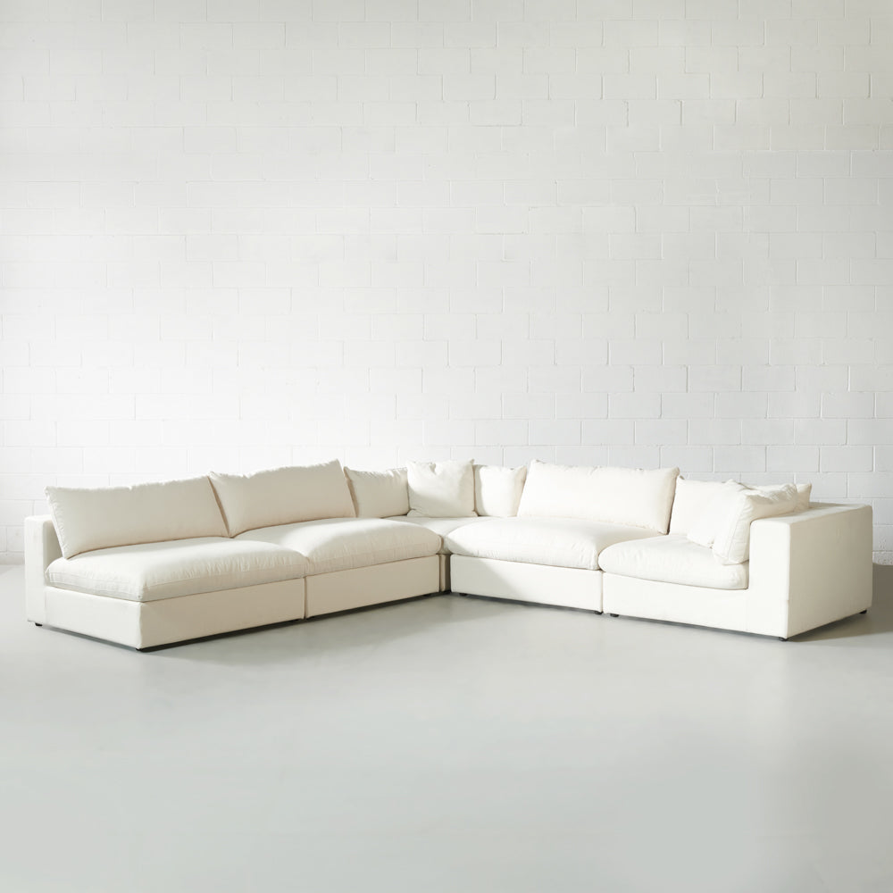 COSMIC - Cream Fabric Modular Sectional (5 piece)