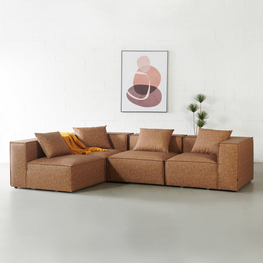 MASON - Brown Vegan Leather Modular Set (4 piece)