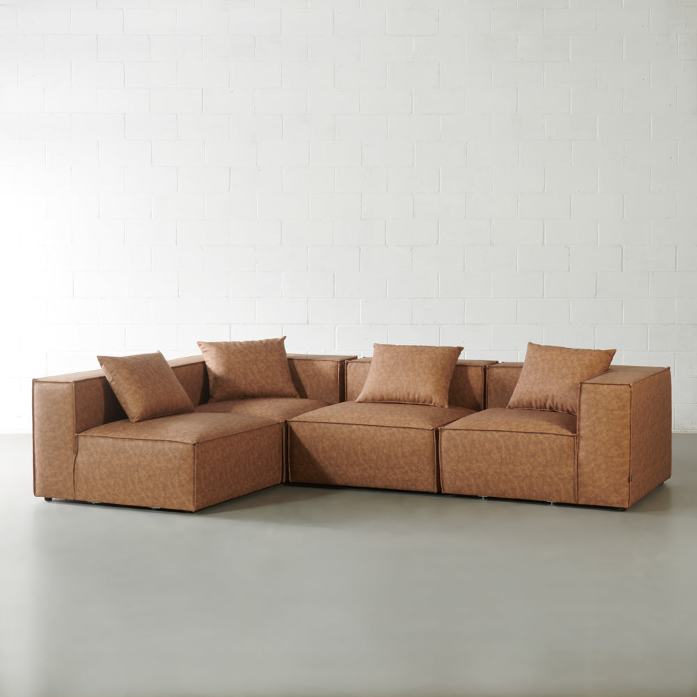 MASON - Brown Vegan Leather Modular Set (4 piece)