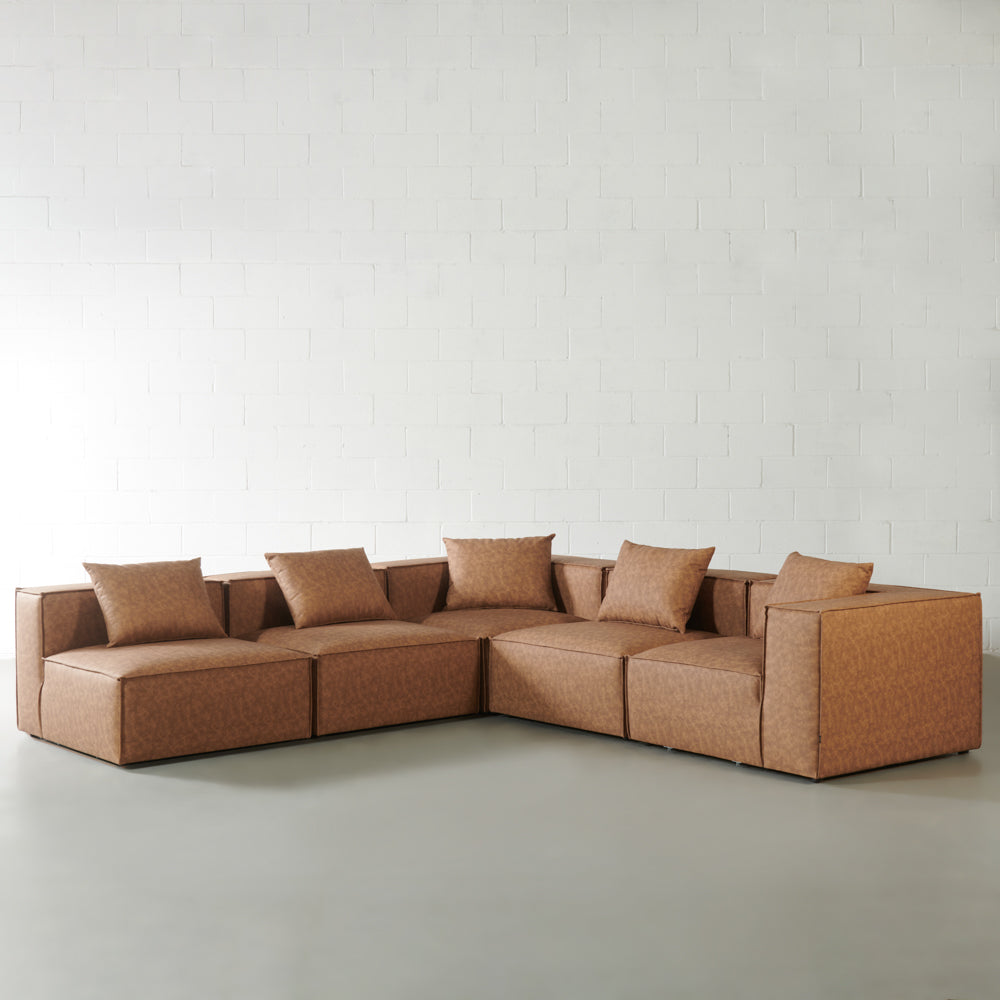 MASON - Brown Vegan Leather Modular Set (5 piece)