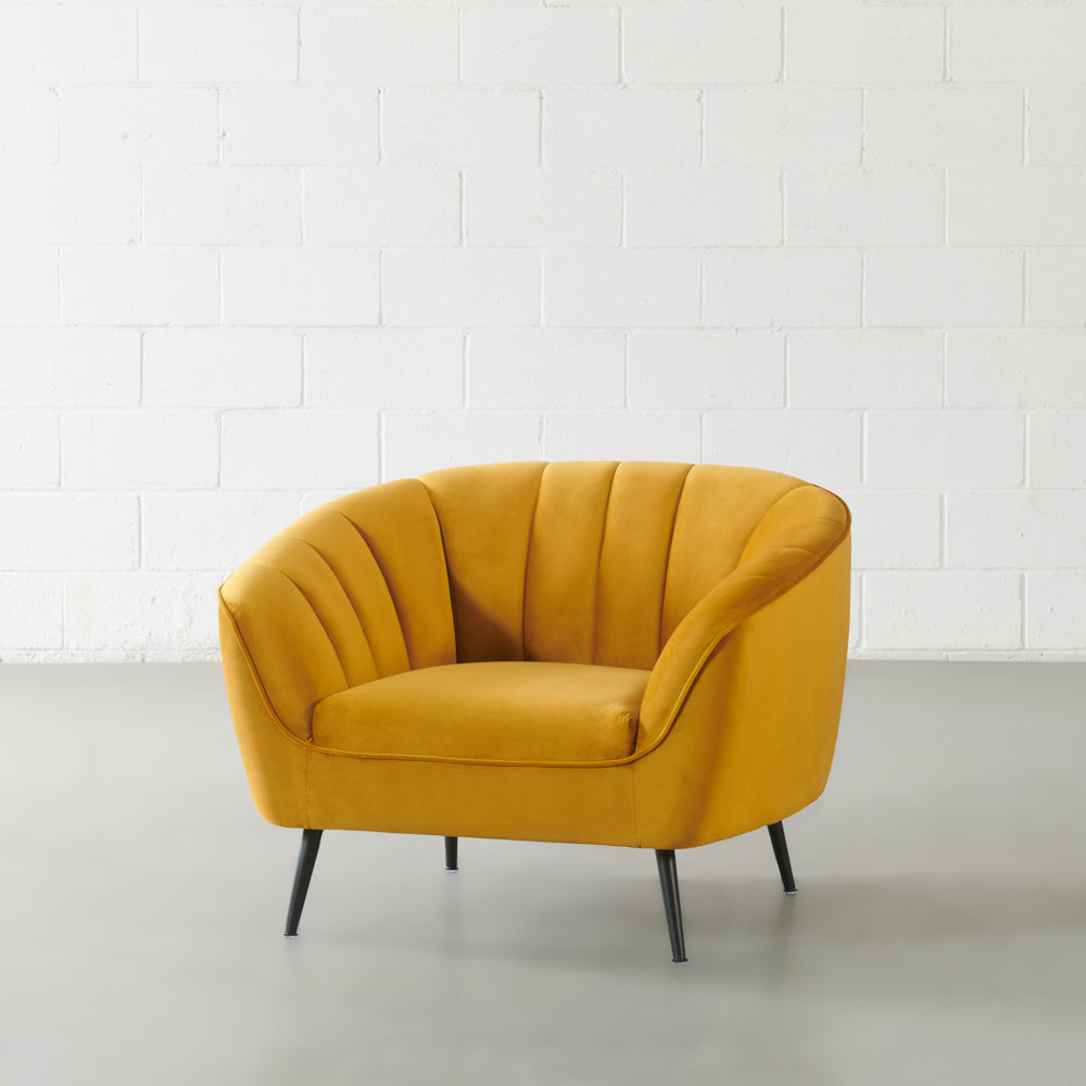 AUDREY - Mustard Velvet Lounge Chair