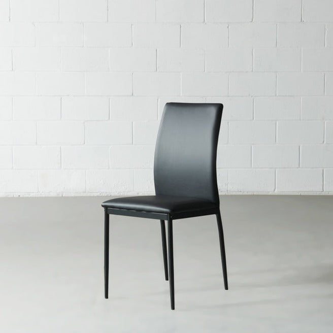 DEMINA - Black Vegan Leather Dining Chair