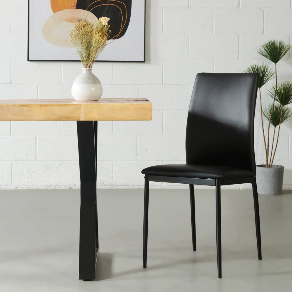 DEMINA - Black Vegan Leather Dining Chair