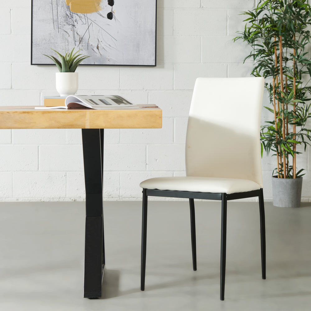 DEMINA - White Vegan Leather Dining Chair