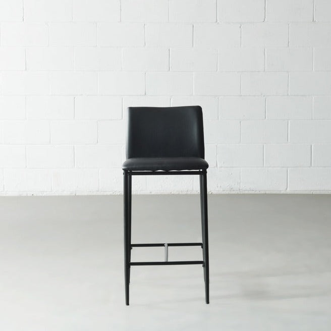 DEMINA - Black Vegan Leather Counter Stool