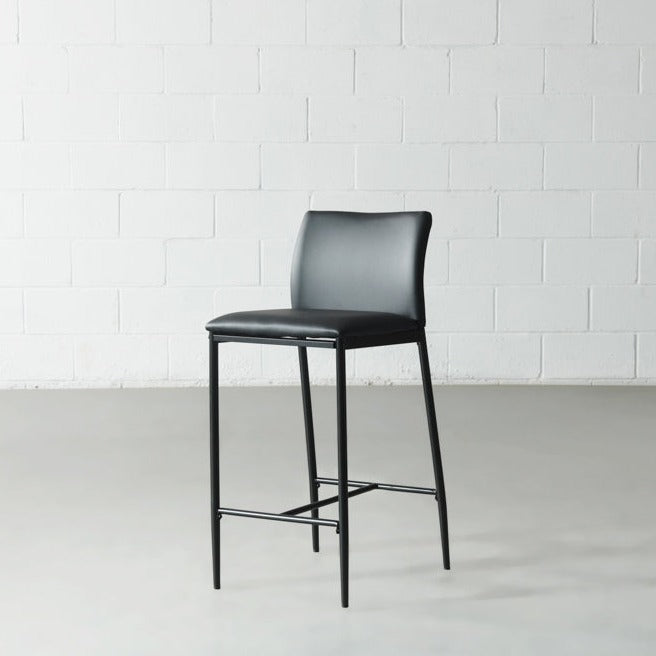 DEMINA - Black Vegan Leather Counter Stool