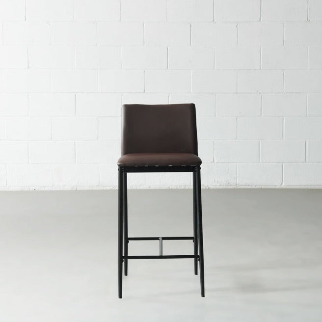 DEMINA - Brown Vegan Leather Counter Stool