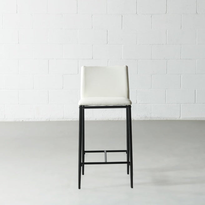 DEMINA - White Vegan Leather Counter Stool