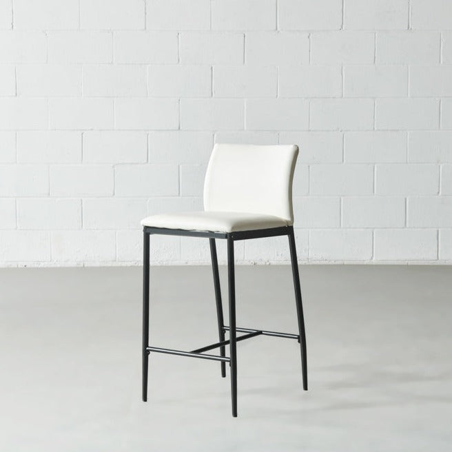 DEMINA - White Vegan Leather Counter Stool