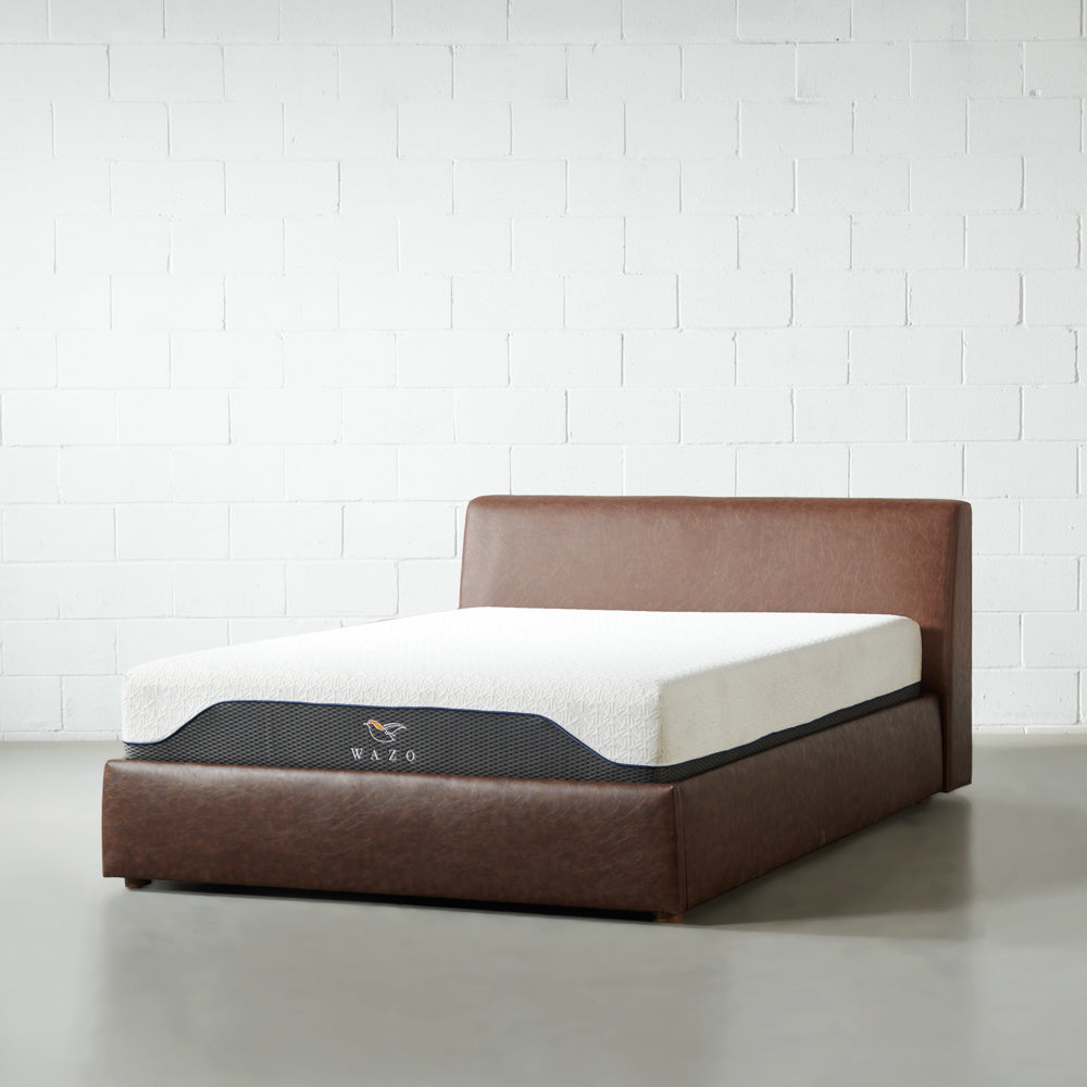 HARPER - Brown Vegan Leather Lift Up Storage Platform Bed