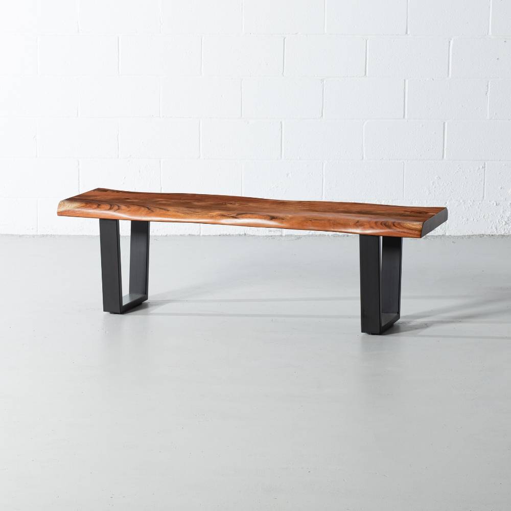 Acacia Live Edge Bench with Black U Shaped Legs/Natural Color