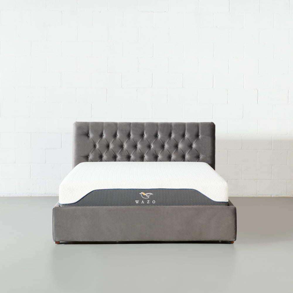 Amara - Grey Fabric Queen Size Bed with Storage