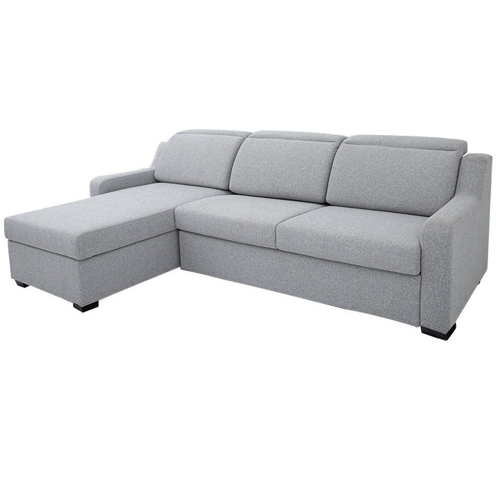 EVA - Grey Fabric Sectional Sofabed with Memory Foam Mattress and Storage - Right