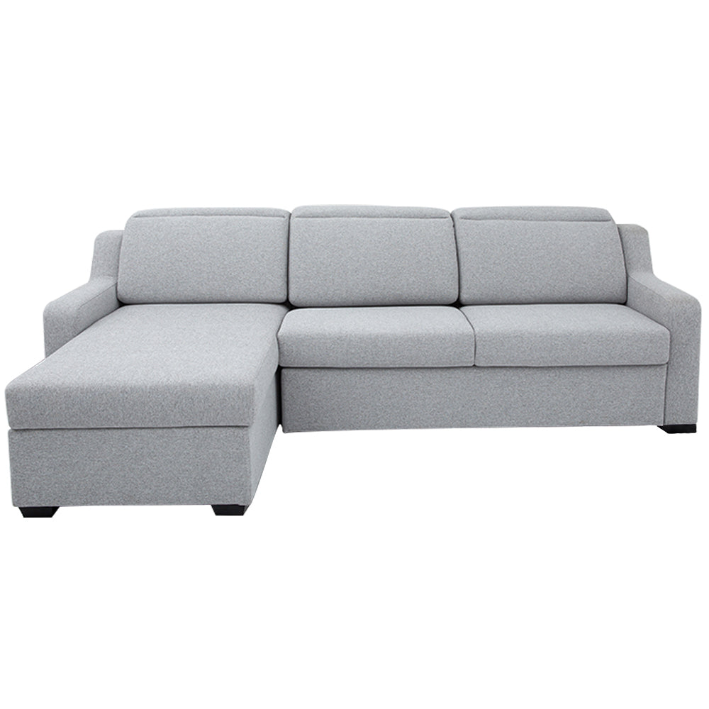 EVA - Grey Fabric Sectional Sofabed with Memory Foam Mattress and Storage - Right