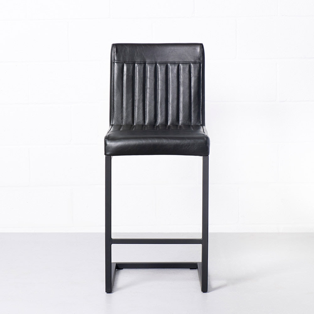 CAL - Black Leather Bar Stool(65cm)