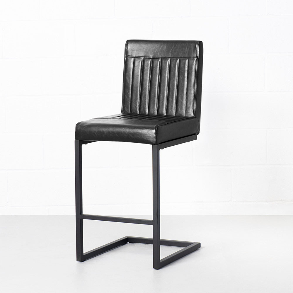 CAL - Black Leather Bar Stool(65cm)