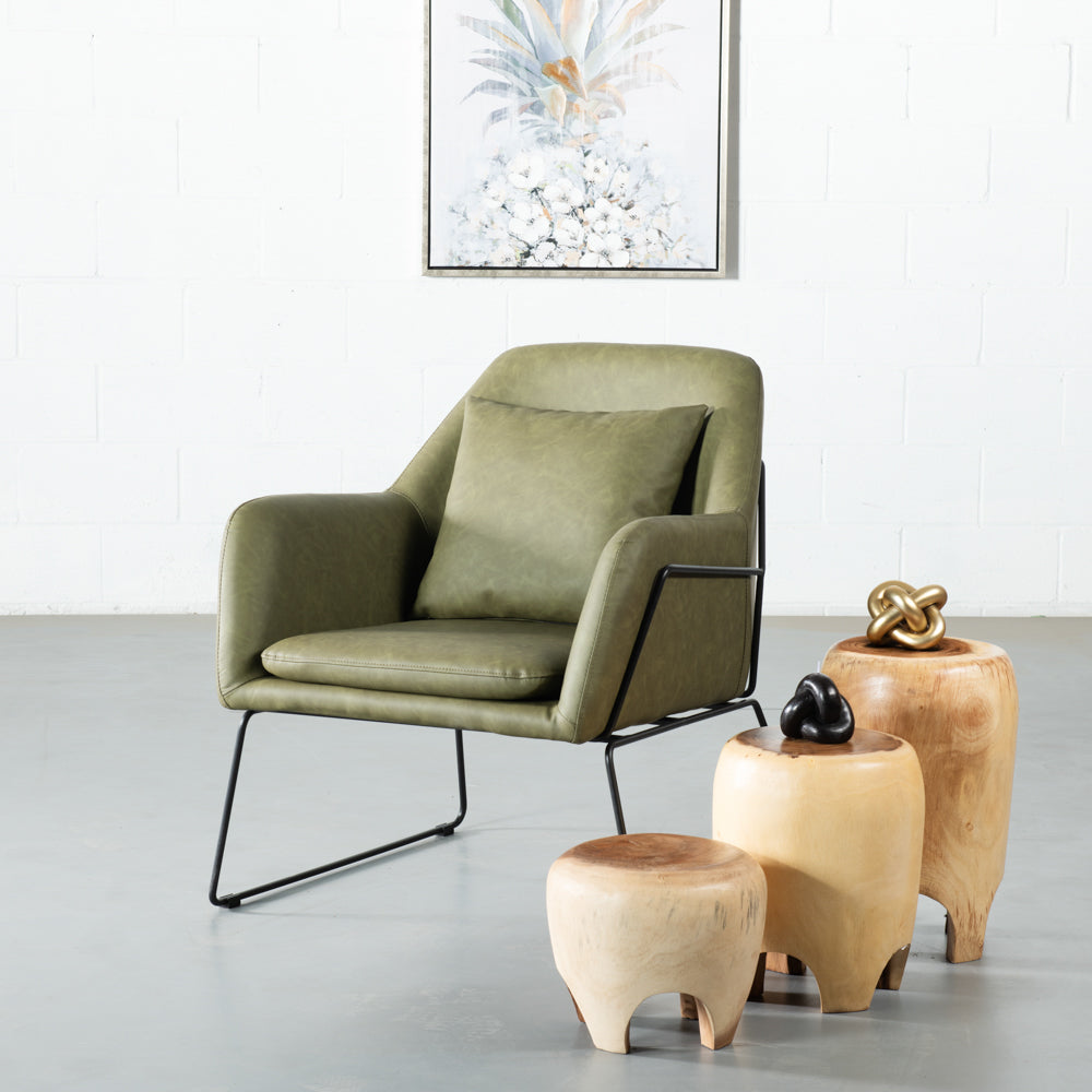 BROOK - Green Leather Lounge Chair