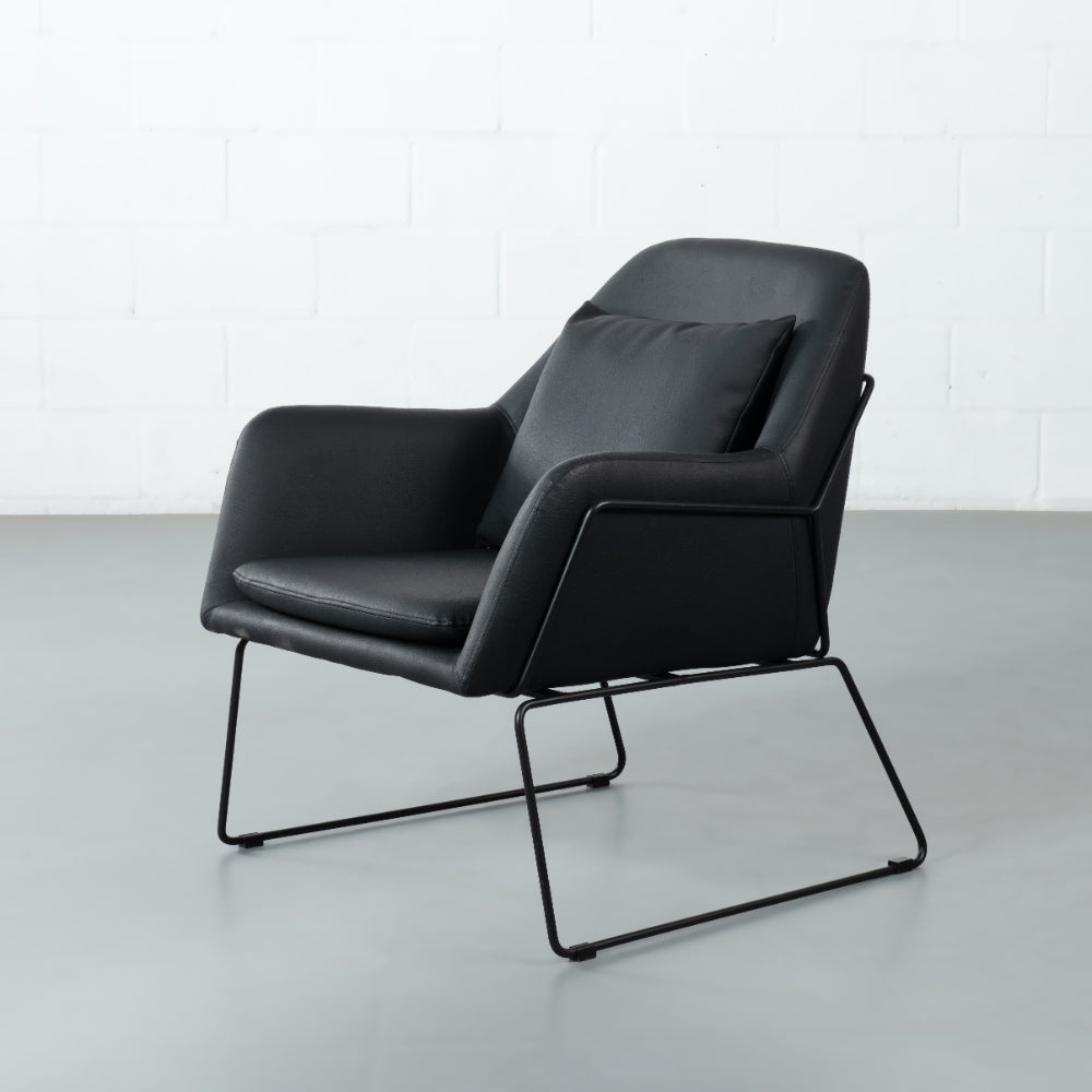 BROOK - Black Leather Lounge Chair