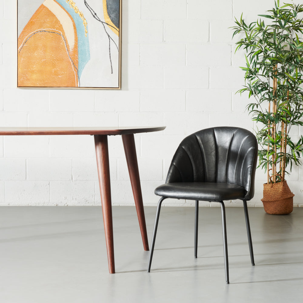 SOPHIE - Black Leather Dining Chair - FINAL SALE