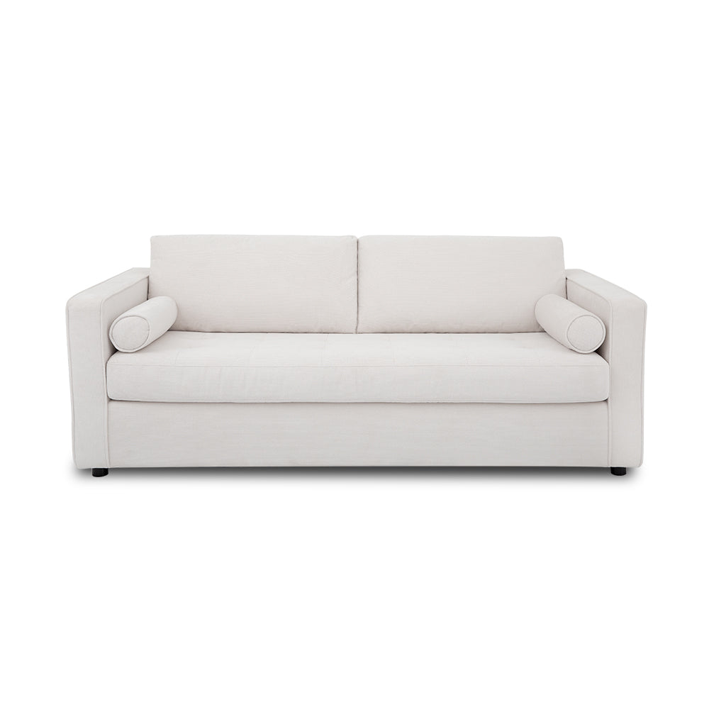 FONDA - Cream Fabric Sofabed with Memory Foam Mattress