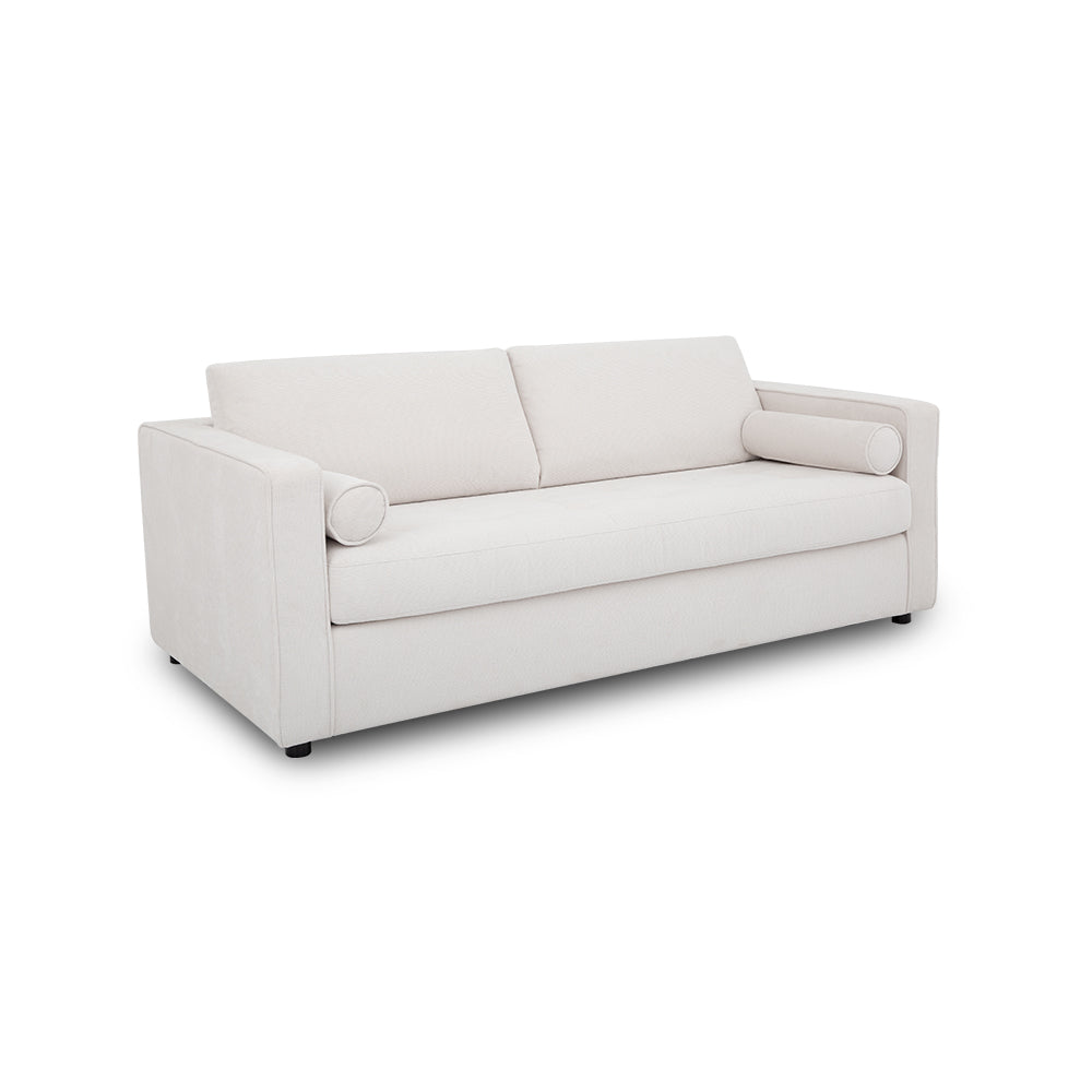 FONDA - Cream Fabric Sofabed with Memory Foam Mattress